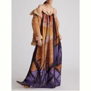 Abstract Silk Maxi Dress